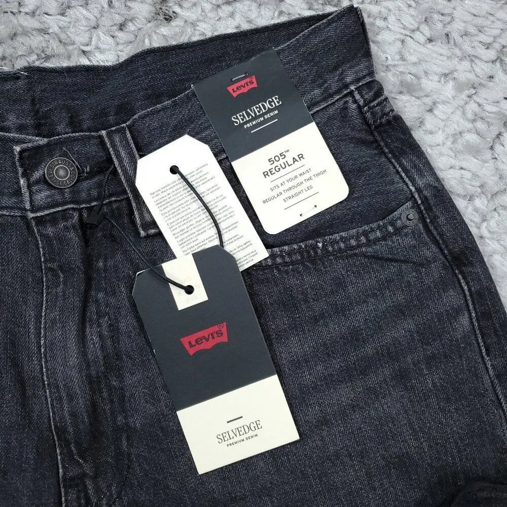 Levi's Premium 505 Regular Fit Selvedge Jeans Straight Leg Men’s Size 31 x 30